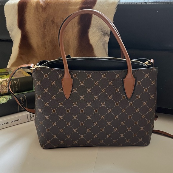 Nine West dark & light brown leather handbag with removeable adjustable straps - Picture 8 of 16